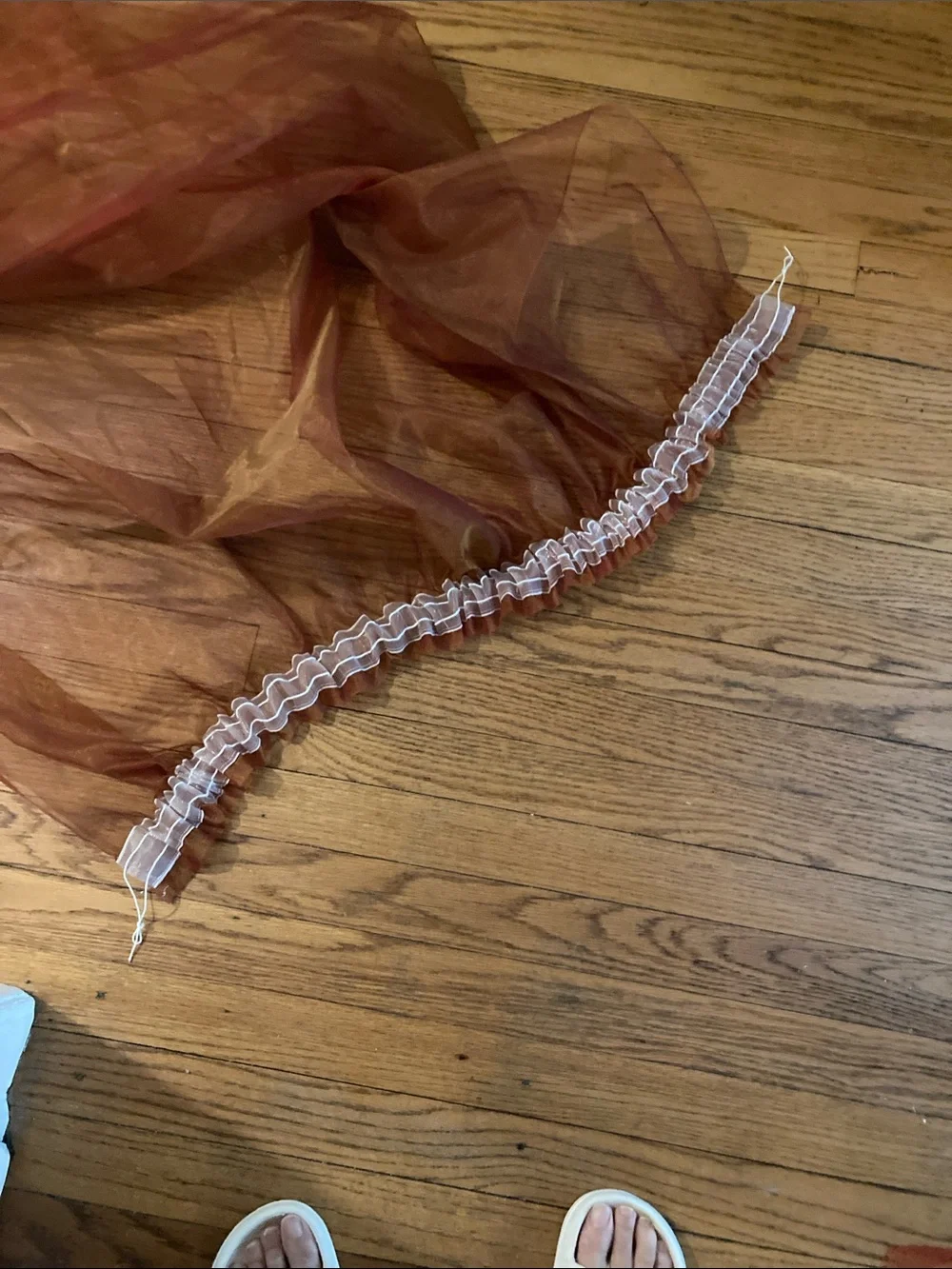 Spectacular French MADURA sheer raspberry/orange drapes